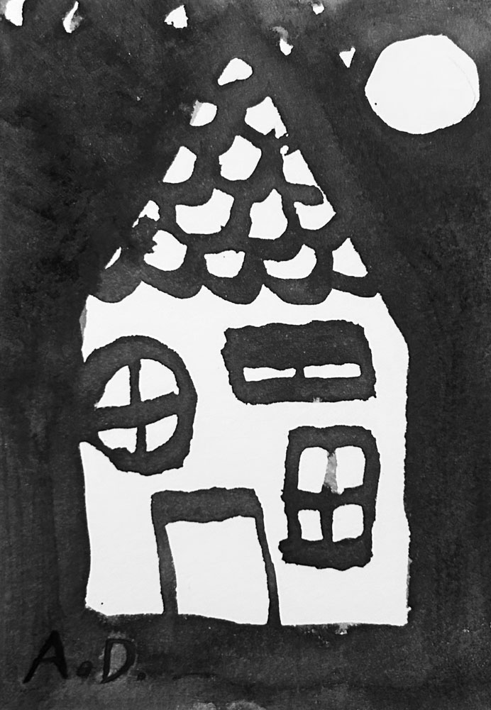 schwarz weiß baby kontrast zeichnung: haus