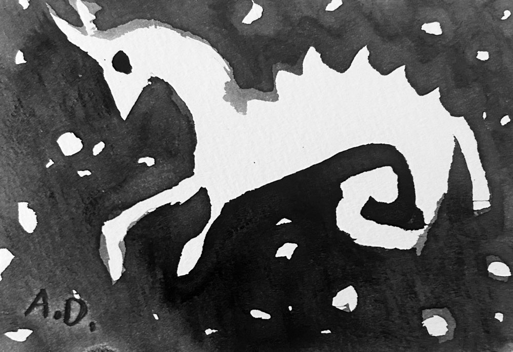 schwarz weiß baby kontrast zeichnung: pferdchen